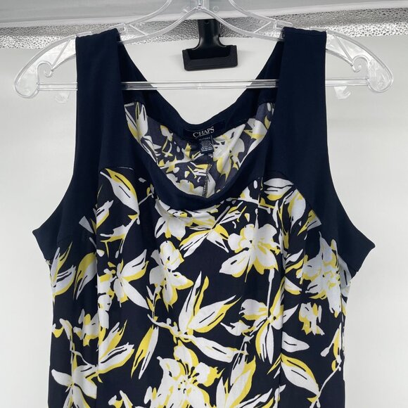 Chaps Womens Floral Shift Dress Sleeveless Navy/Multi Size XL - Picture 2 of 9